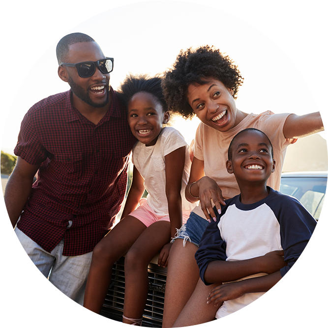 African American family on vacation