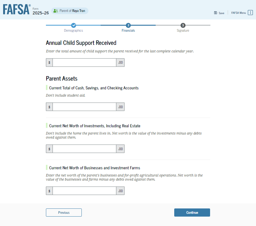 Fafsa guide screenshot parent assets